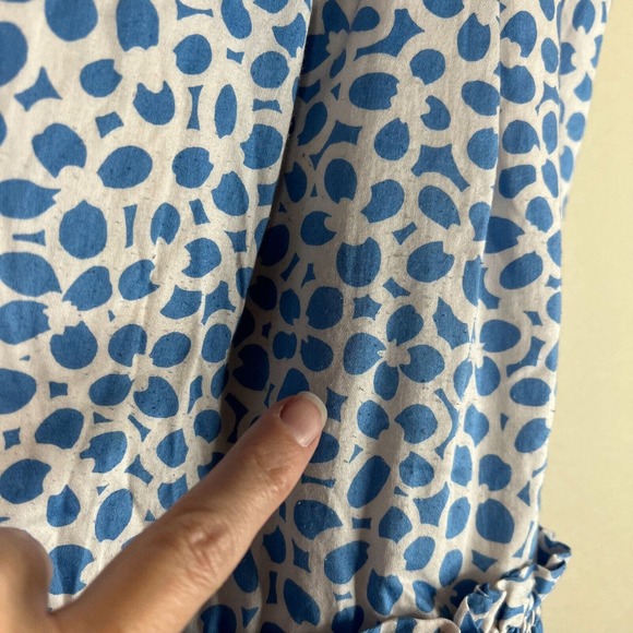 Marc Jacobs Mini Skirt Size 8 Blue White Floral Print Pleated Ruffle Hem‎ Cotton - Picture 7 of 14